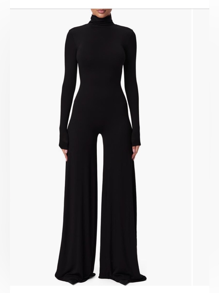 Naked Wardrobe Sculpt Turtleneck Wide Leg Jumpsuit